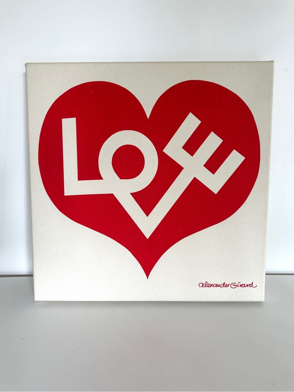 Alexander Girard Vintage Red "Love Heart" Framed Canvas Wall Art Mid-Century Mod